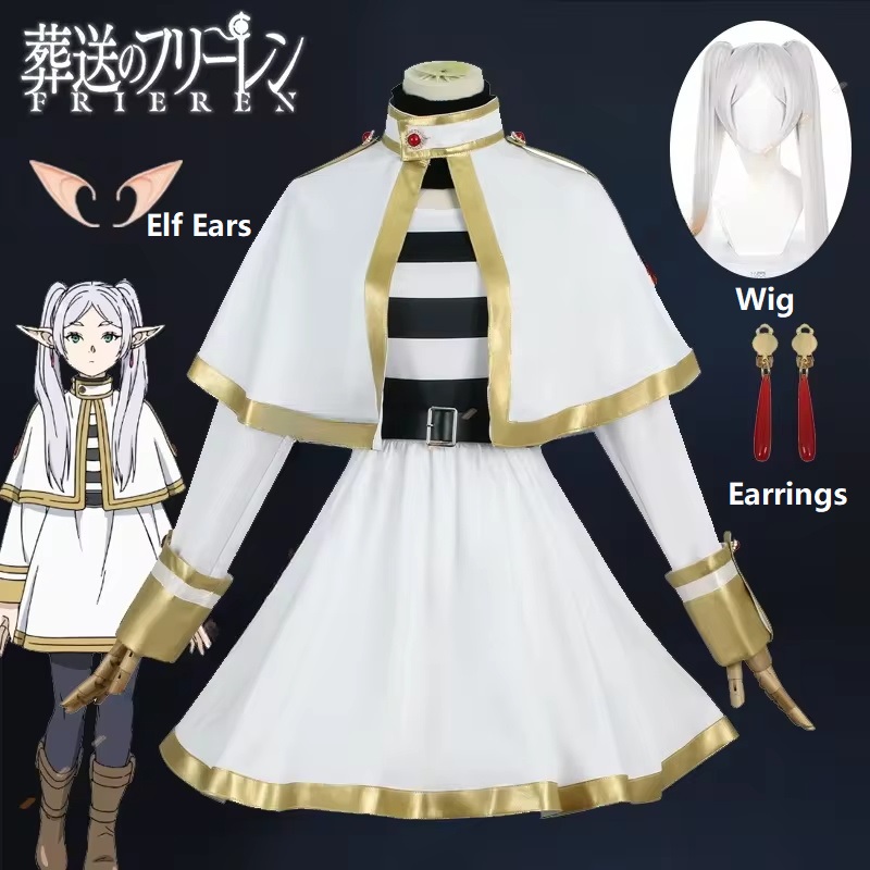Frieren Cosplay Prop - Sousou Geen Frieren Cosplay Kostuum Pruik